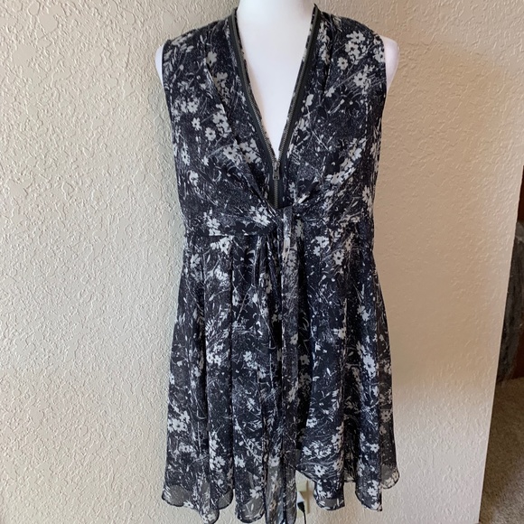All Saints Dresses & Skirts - All Saints Black Floral Print Jayda List Front Zipper Dress Party Spring Summer